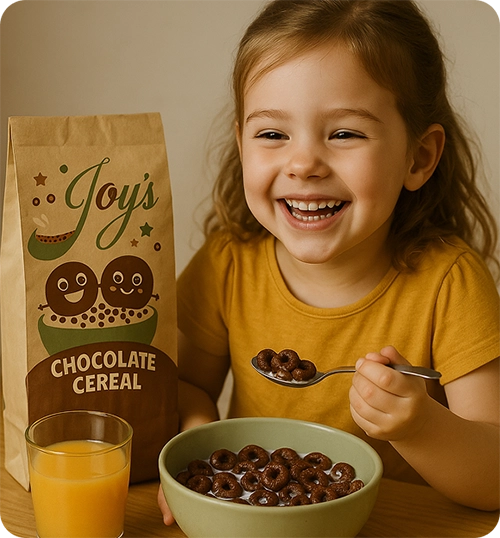 petite fille qui prend son petit déjeuner